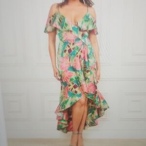 MARCIANO PARADISO WRAP MIDI DRESS SIZE 4